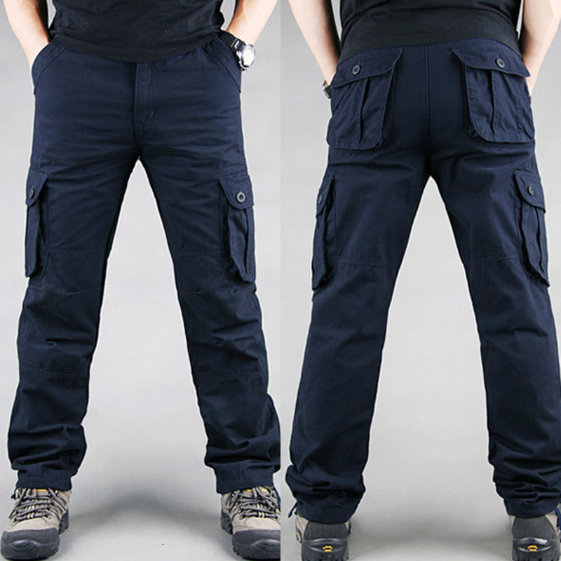 Men's Pants Men Army Pants Cargo Trousers Military 8 Pockets Overalls Cargo Pants Male Full Long Pents Worker Trousers Plus 4XL Casual Pants 2305