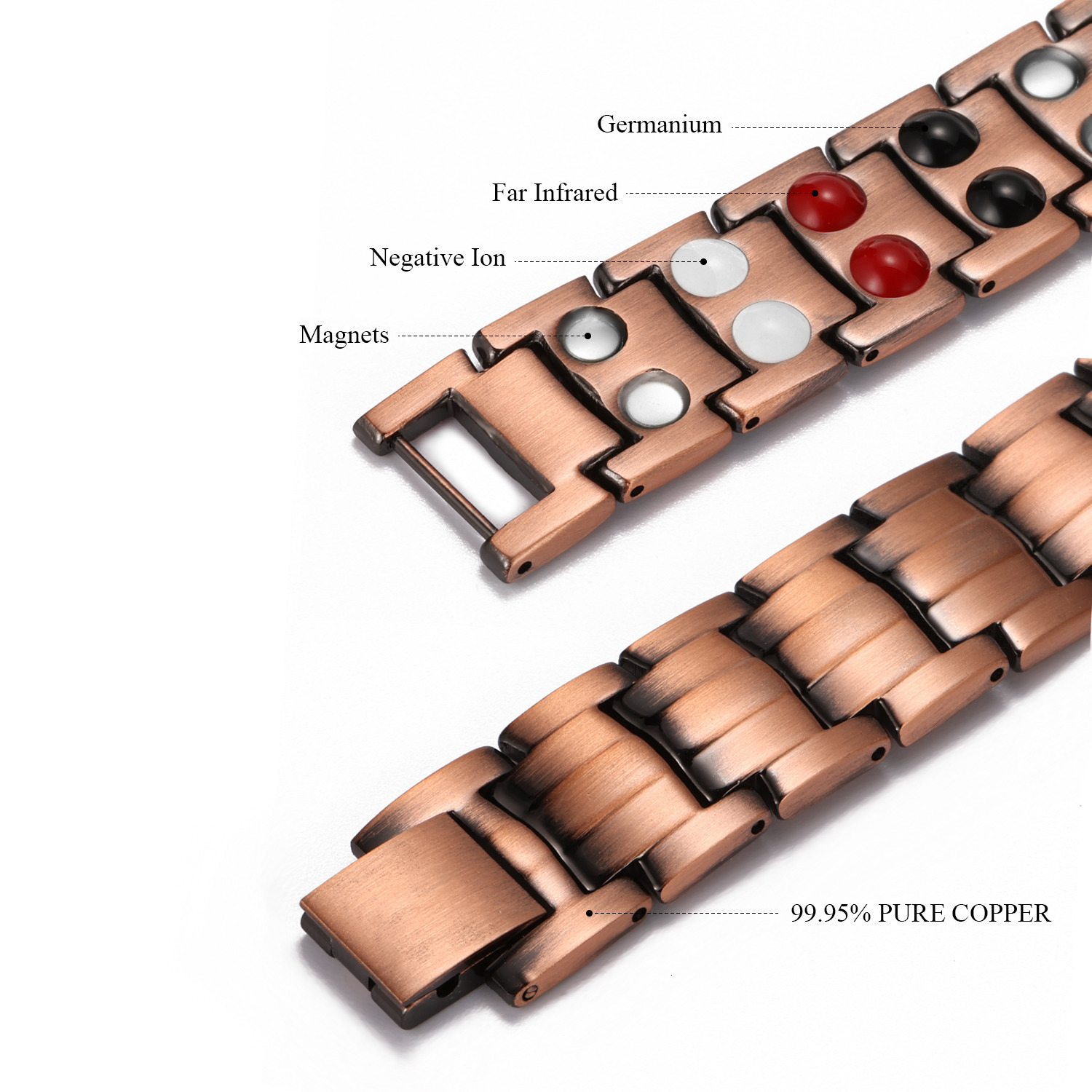 Chain Men Magnetic Health Bracelet 9995 Pure Copper Power Energy For Blood Pressure Magnets Jewelry Wholesale 230511