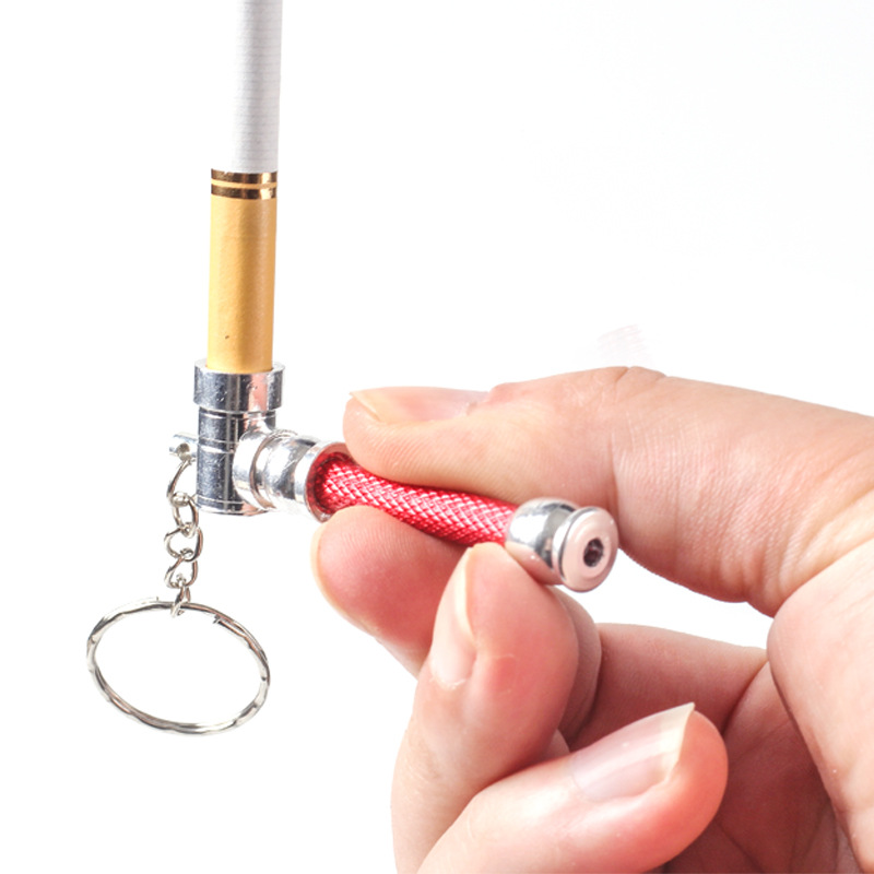 Metal Smoking Pipe keychain Mini Straight Pipe Household Smoking Accessories 9 Colors