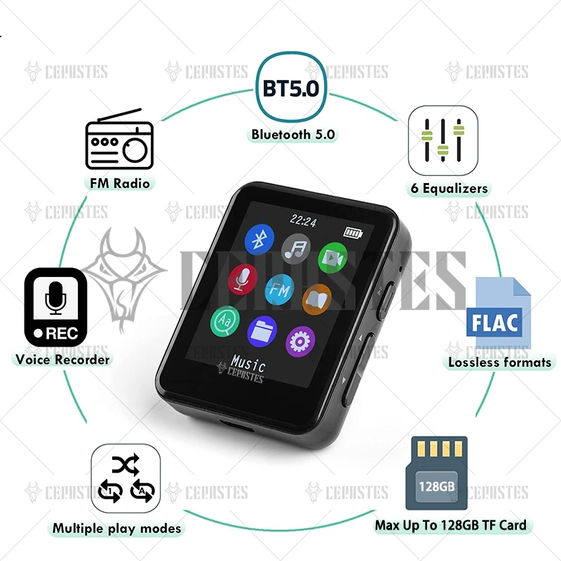 2023 New MP3 Player Bluetooth 5.0 Full Screen Walkman Portable Sport Music Player Mp4 Video Player FM/E-book/Recorder Mp3