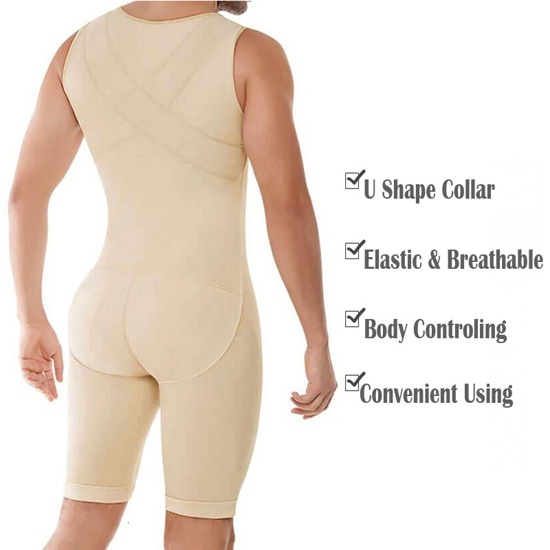 Men's Body Shapers Seamless Compression Garments Fajas Slimming Waist Full Body Shaper Tummy Trimmer Bodysuit Shapewear Shirt Girdle for Men Shap