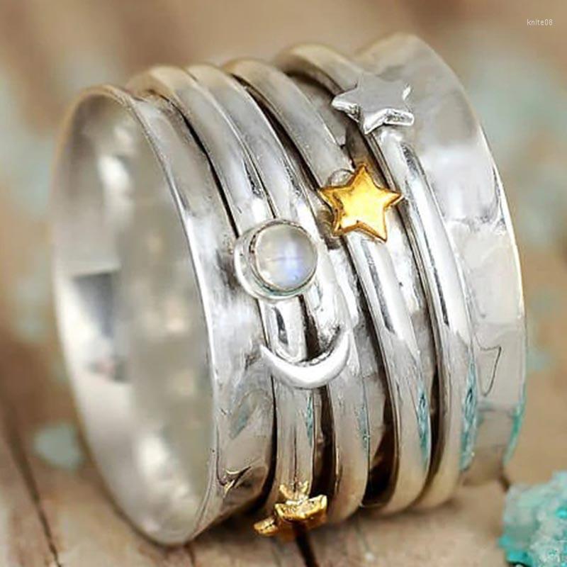 Cluster Rings Vintage Anti Stress Spinner For Women Sun Moon Star Anxiety Rotatable Ring Female Massive Jewelry Gifts
Cluster Rings Vintage Anti Stress Spinner For Women Sun Moon Star Anxiety Rotatable Ring Female Massive Jewelry Gifts