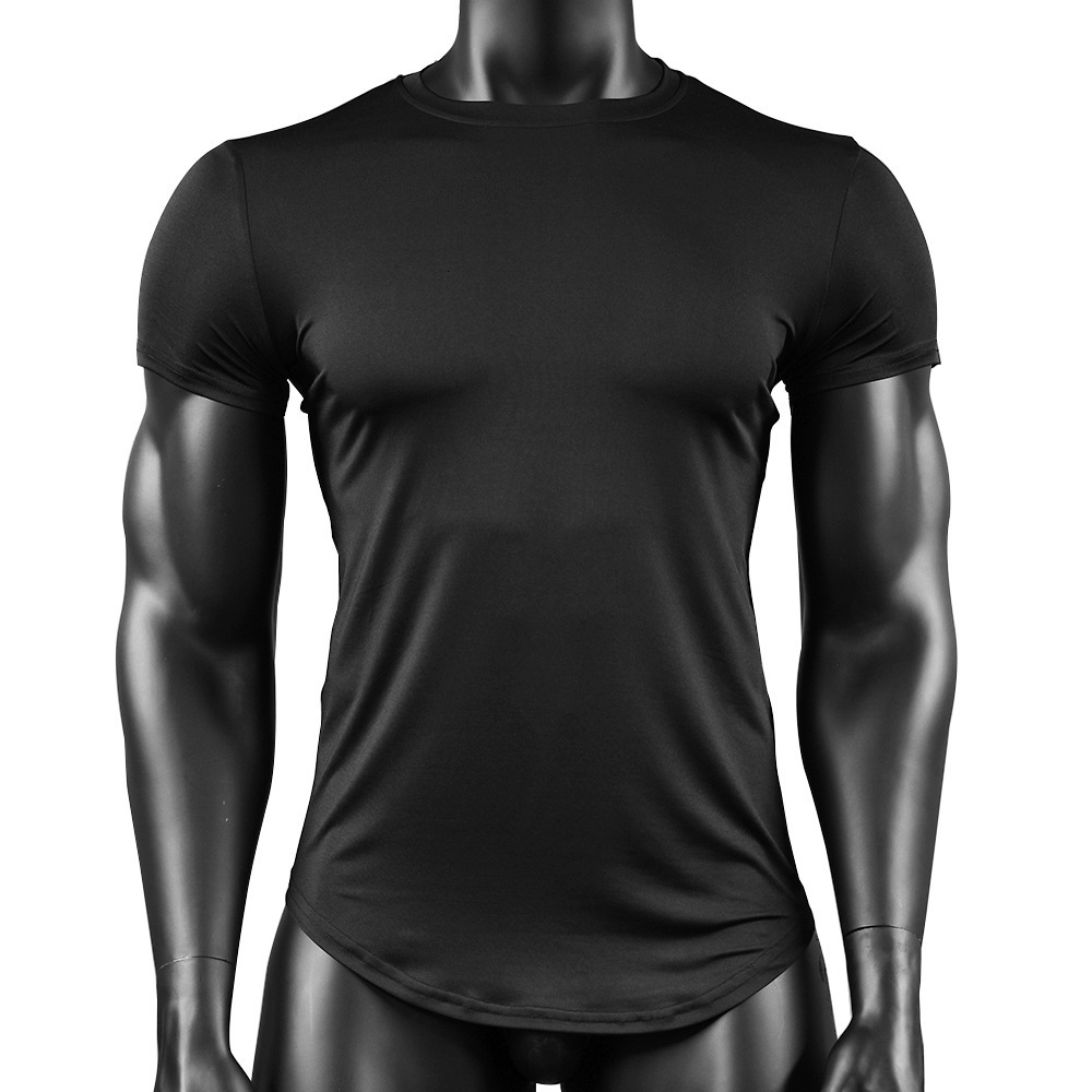Men's TShirts Men's Workout Gym Hipster Curved Hem TShirts Muscle Fitness Hip Hop T Shirt Bodybuilding Gym Fit Tee 230512