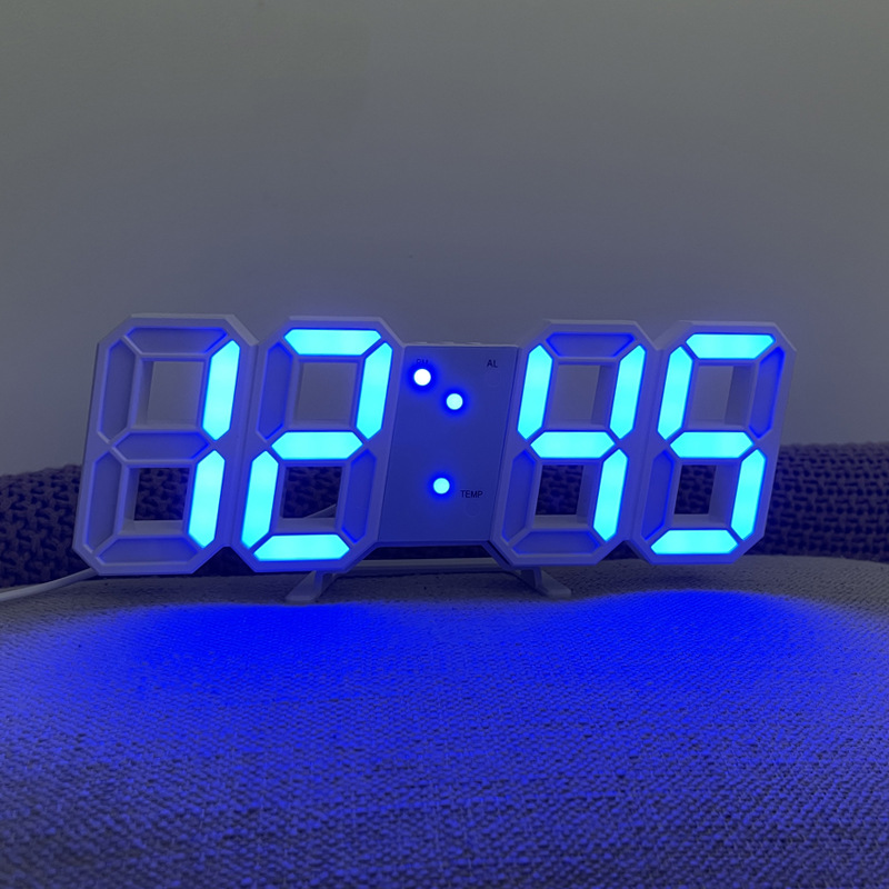 3D digital alarm clock Creative intelligent photosensitive LED wall mounted clock intelligent luminous digital clock electronic alarm clock