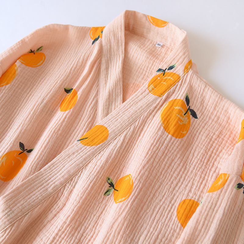 Womens Sleepwear Japanese kimono dressing gown spring and autumn ladies cotton crepe cloth thin summer bathrobe home service sleepwear bath robe 23051