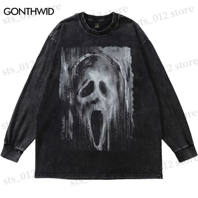 Men's Hoodies Sweatshirts Hip Hop Long Sleeve Tshirt Streetwear Ghost Graphic Print Cotton Distressed Wash T-Shirt Men Harajuku Casual Punk Gothic Shirts T230512, Black2
Men's Hoodies Sweatshirts Hip Hop Long Sleeve Tshirt Streetwear Ghost Graphic Print Cotton Distressed Wash T-Shirt Men Harajuku Casual Punk Gothic Shirts T230512, Black2