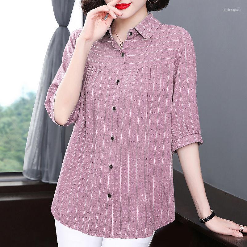 Women's Blouses Korean Style Fashion Tops Women Summer Oversize POLO Collar Striped Half Sleeve Blouse Ladies Casual Loose Single Breasted, Qing lan se
Women's Blouses Korean Style Fashion Tops Women Summer Oversize POLO Collar Striped Half Sleeve Blouse Ladies Casual Loose Single Breasted, Qing lan se