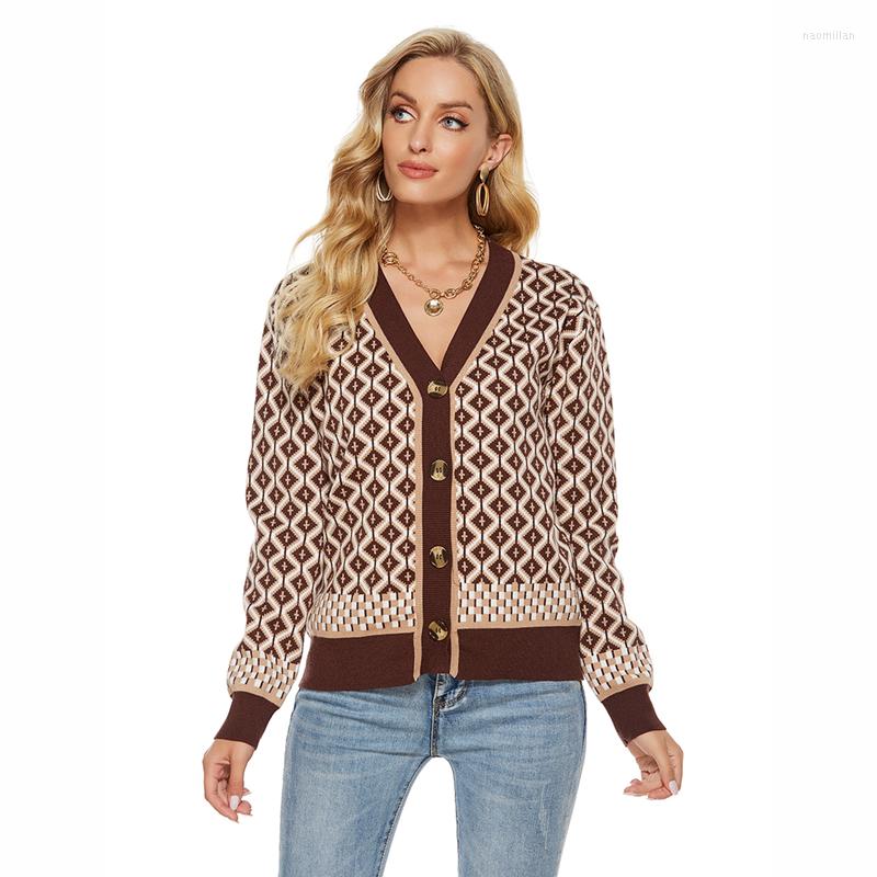 Women's Knits Vintage Argyle Sweater Cardigan Women Autumn Long Sleeve V Neck Single Breasted Elegant Knitted Ladies Sweaters, Khaki
Women's Knits Vintage Argyle Sweater Cardigan Women Autumn Long Sleeve V Neck Single Breasted Elegant Knitted Ladies Sweaters, Khaki