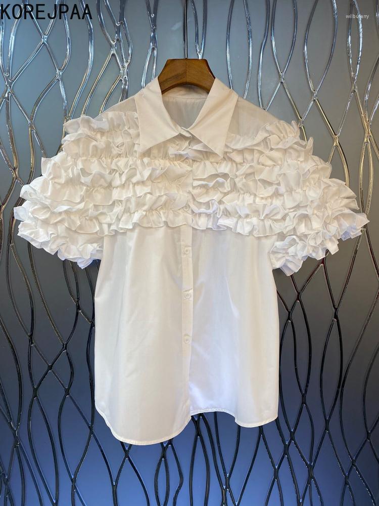 Women' Blouses Korejpaa 2023 Summer White Shirt Women Patchwork Turn-down Collar Shirts Female Single Breasted Short Sleeve Blusas
Women' Blouses Korejpaa 2023 Summer White Shirt Women Patchwork Turn-down Collar Shirts Female Single Breasted Short Sleeve Blusas