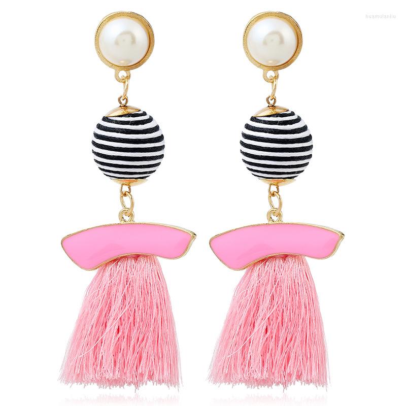 Dangle Earrings Bohemian Ethnic Fashion Stripe Ball Tassel For Women Red Black Pink Big Long Simulated Pearl Drop Statement
Dangle Earrings Bohemian Ethnic Fashion Stripe Ball Tassel For Women Red Black Pink Big Long Simulated Pearl Drop Statement
