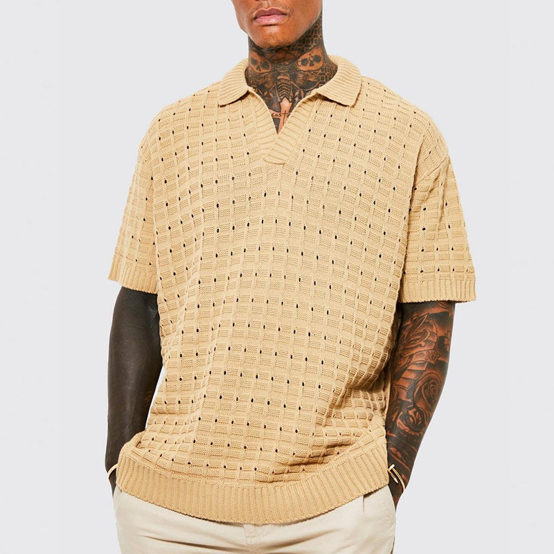 Men' Polos Spring V Neck Knitted Elasticity Shirt Men Casual Solid Ribbed Polo T Pullover Summer Short Sleeve Loose Sweaters Harajuku 230512, Khaki
Men' Polos Spring V Neck Knitted Elasticity Shirt Men Casual Solid Ribbed Polo T Pullover Summer Short Sleeve Loose Sweaters Harajuku 230512, Khaki