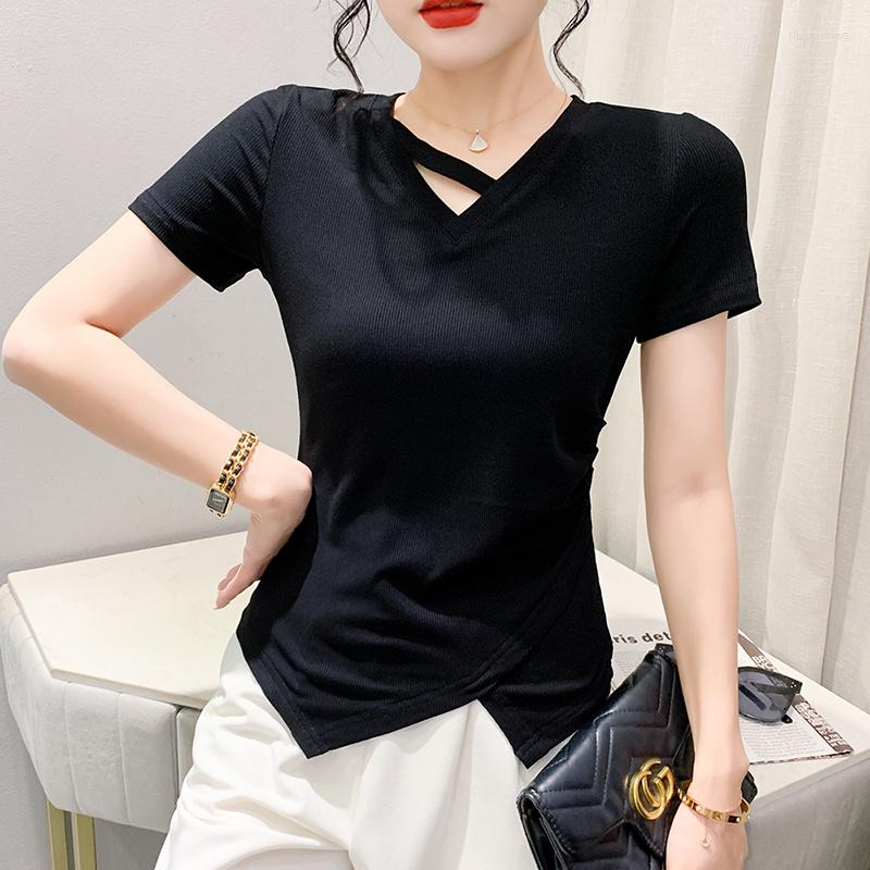 Women's T Shirts #6256 Streetwear TShirt Women V-neck Tight Irregular T-shirt Female Stretch Cotton Korean Style Black Blue Purple, Light blue
Women's T Shirts #6256 Streetwear TShirt Women V-neck Tight Irregular T-shirt Female Stretch Cotton Korean Style Black Blue Purple, Light blue