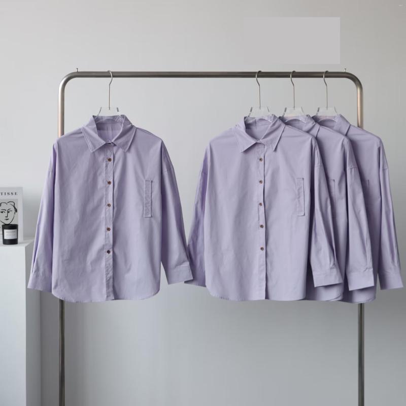Women' Blouses Women' Chic Purple Long Sleeve Loose Shirt Lady Spring Summer Elegant Single Breasted Turn Down Collar Solid Color Top
Women' Blouses Women' Chic Purple Long Sleeve Loose Shirt Lady Spring Summer Elegant Single Breasted Turn Down Collar Solid Color Top