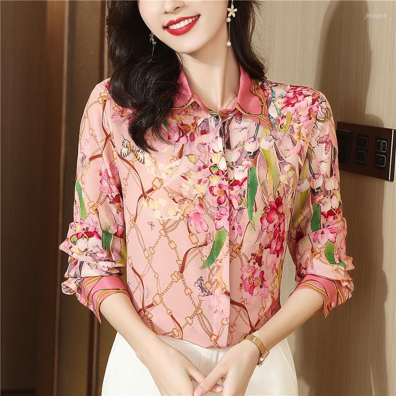 Women' Blouses Women Silk Shirts And Long Sleeve Top Fashion Lapel Printed Ladies Work Shirt Spring Summer Blusas Para Mujer, Pink
Women' Blouses Women Silk Shirts And Long Sleeve Top Fashion Lapel Printed Ladies Work Shirt Spring Summer Blusas Para Mujer, Pink