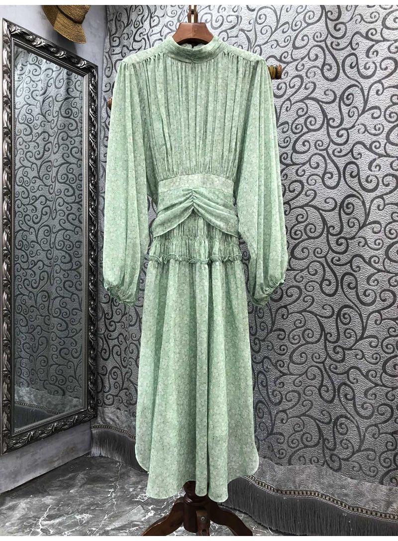 Casual Dresses 2023 Autumn Dress High Quality Women Stand Neck Sweet Little Floral Prints Pleated Deco Long Sleeve Mid-Calf Green, Picture shown
Casual Dresses 2023 Autumn Dress High Quality Women Stand Neck Sweet Little Floral Prints Pleated Deco Long Sleeve Mid-Calf Green, Picture shown
