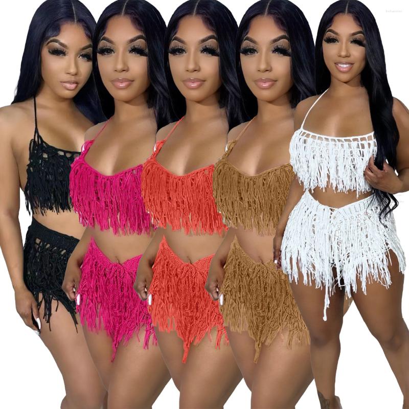 Women's Tracksuits LKF Perspective Knitted Hand Hook Tassel Suspender Wrapped Chest Top Short Shorts 2 Piece Suit Holiday Beach Women's, Brown
Women's Tracksuits LKF Perspective Knitted Hand Hook Tassel Suspender Wrapped Chest Top Short Shorts 2 Piece Suit Holiday Beach Women's, Brown
