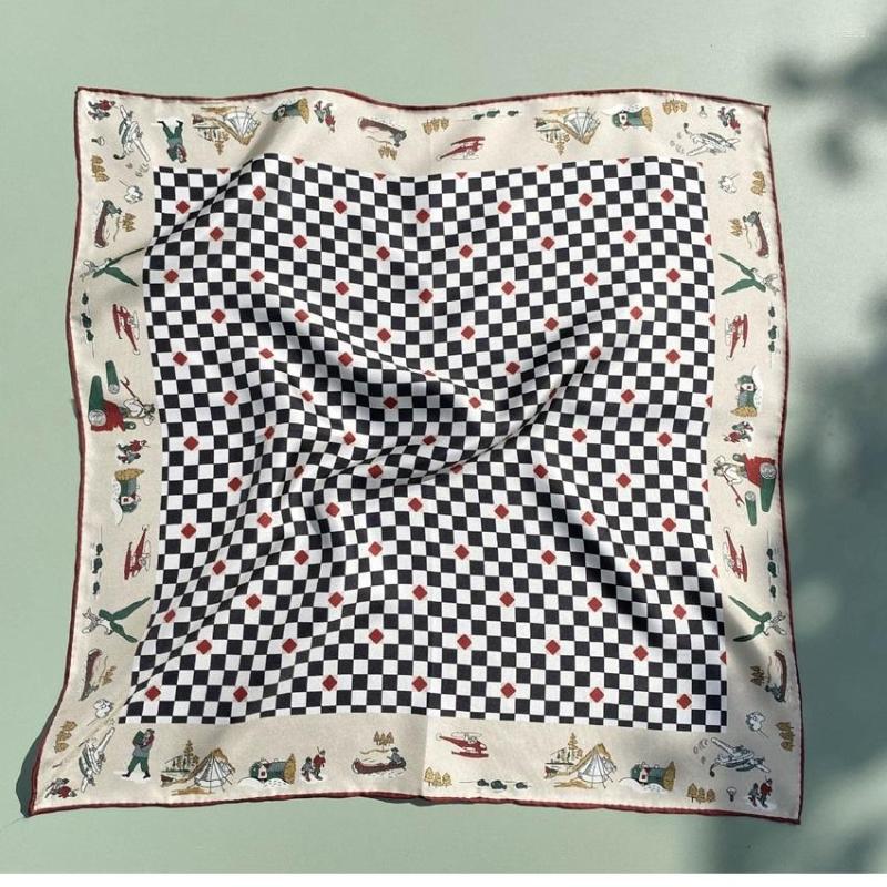 Scarves Plaid Print Silk Necktie Bandana Scarf 21"x21"