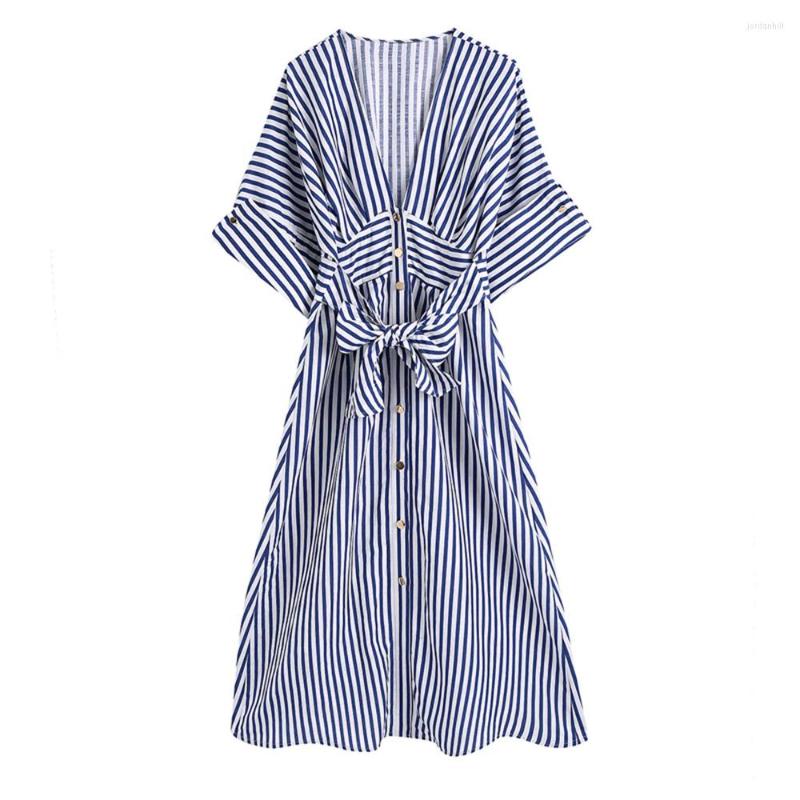 Party Dresses Cool Vacation Style Short-sleeved Striped Mid-length Dress Mid-Calf Bowknot Short Sleeve V-Neck Stripe Women's, Blue
Party Dresses Cool Vacation Style Short-sleeved Striped Mid-length Dress Mid-Calf Bowknot Short Sleeve V-Neck Stripe Women's, Blue