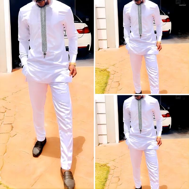 Men's Tracksuits African National Style White Embroidered Long-Sleeved Shirt And Trousers Elegant Generous Men's 2-Piece Banquet Event, White 2
Men's Tracksuits African National Style White Embroidered Long-Sleeved Shirt And Trousers Elegant Generous Men's 2-Piece Banquet Event, White 2