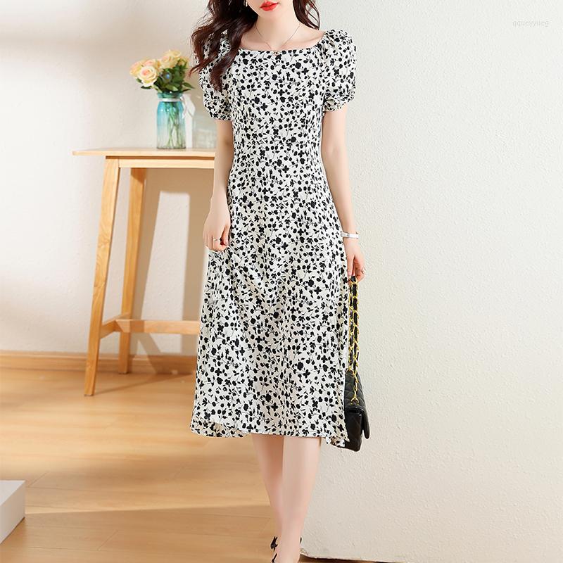 Party Dresses 2023 Summer Chiffon White Flower Black Print Short Sleeve A-line Dress Fashion Slim Casual
Party Dresses 2023 Summer Chiffon White Flower Black Print Short Sleeve A-line Dress Fashion Slim Casual