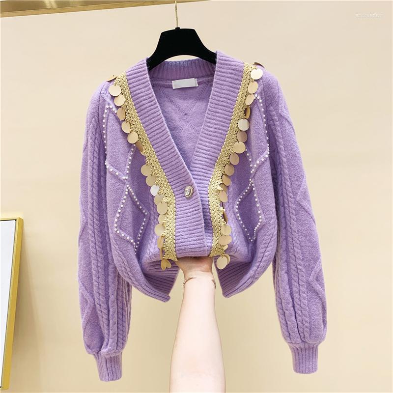 Women' Knits Heavy Industry Beaded Sequined V-neck Thicken Knit Cardigan Women' 2023 Spring And Autumn Product Lazy Style Sweater, Pink
Women' Knits Heavy Industry Beaded Sequined V-neck Thicken Knit Cardigan Women' 2023 Spring And Autumn Product Lazy Style Sweater, Pink