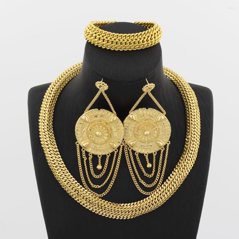 Necklace Earrings Set YM Jewelry For Women Wedding Dubai African Chains Copper 18K Gold Color Bracelet Daily Wear Gifts Party, Picture shown
Necklace Earrings Set YM Jewelry For Women Wedding Dubai African Chains Copper 18K Gold Color Bracelet Daily Wear Gifts Party, Picture shown