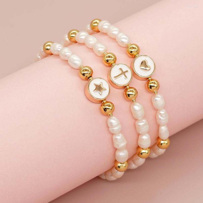 Strand Summer Bracelet Natural Pearl Friendship Boho Jewelry Gold Plated Beaded Enamel Heart Cross Star Charm Bracelets For Women Girl
Strand Summer Bracelet Natural Pearl Friendship Boho Jewelry Gold Plated Beaded Enamel Heart Cross Star Charm Bracelets For Women Girl