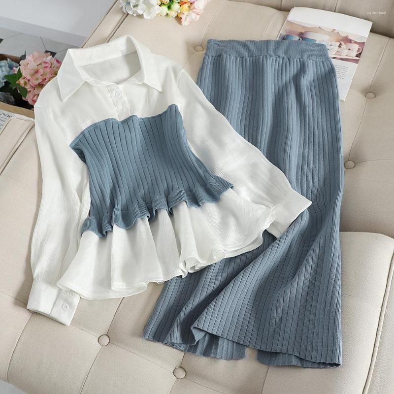 Work Dresses 2023 Autumn Women Fashion Blouse Patchwork Pullover Knitwear Split Package Hip Knit Skirt Two Piece Set Elegant Knitted Suits, Black
Work Dresses 2023 Autumn Women Fashion Blouse Patchwork Pullover Knitwear Split Package Hip Knit Skirt Two Piece Set Elegant Knitted Suits, Black