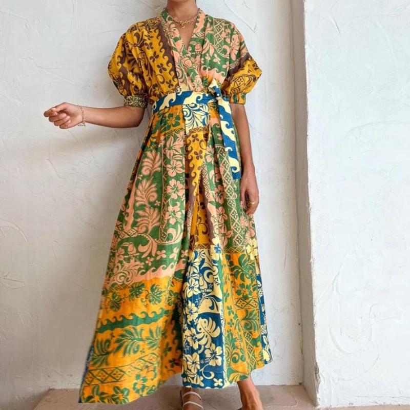 Casual Dresses 2023 Retro Print Women Linen Midi Dress V-neck Short Sleeve Fashion Long
Casual Dresses 2023 Retro Print Women Linen Midi Dress V-neck Short Sleeve Fashion Long