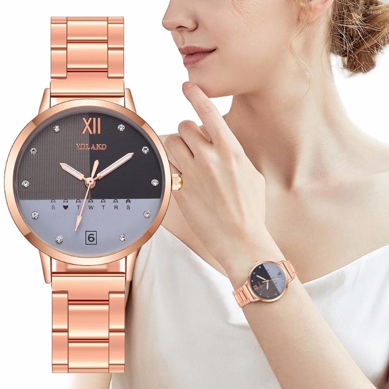 Wristwatches Rose Gold Women Watches Stainless Steel Double Color Matching Watch Luxury Ladies Quartz Clock Saat, Beige
Wristwatches Rose Gold Women Watches Stainless Steel Double Color Matching Watch Luxury Ladies Quartz Clock Saat, Beige