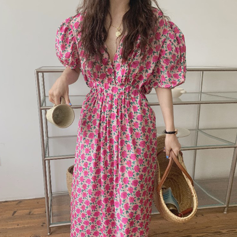 Casual Dresses WDMSNA Korean Puff Sleeve Dres Chic Summer Sweet Vneck Loose Vestidos Print Floral Lace Up Waist Long for Women 230512, Pink
Casual Dresses WDMSNA Korean Puff Sleeve Dres Chic Summer Sweet Vneck Loose Vestidos Print Floral Lace Up Waist Long for Women 230512, Pink