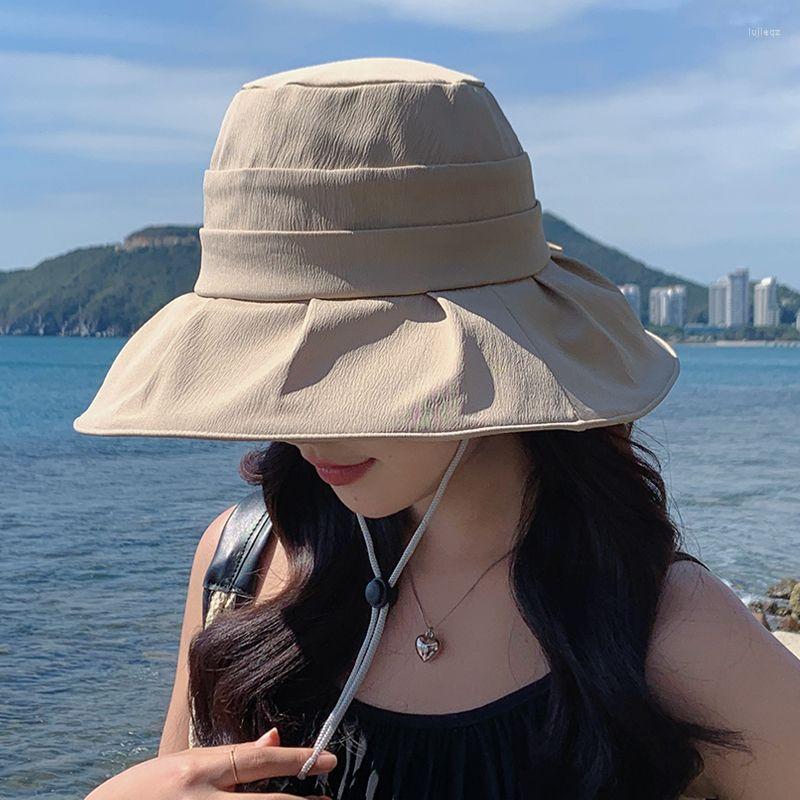 Berets Summer Women Bucket Hat Pleat Design10cm Big Brim Sun Adjustable Breathable Mesh Beach Cap UV Protection Climbing Panama, Khaki
Berets Summer Women Bucket Hat Pleat Design10cm Big Brim Sun Adjustable Breathable Mesh Beach Cap UV Protection Climbing Panama, Khaki