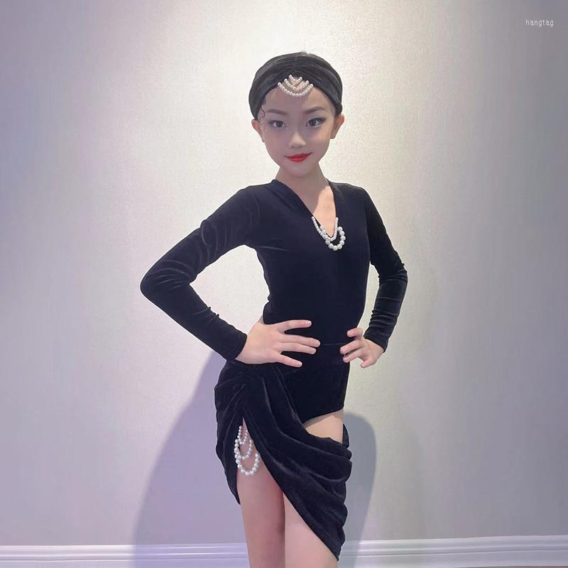 Stage Wear Children Ballroom Dance Competition Dress Girls Black Velvet Latin Tango Salsa Chacha Practice Clothes SL7688
Stage Wear Children Ballroom Dance Competition Dress Girls Black Velvet Latin Tango Salsa Chacha Practice Clothes SL7688