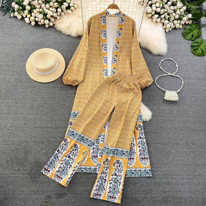 Women's Two Piece Pants VANOVICH Spring Fashion Style Long Loose Vintage Print Cardigan Coat High Waist Slim Wide-leg Two-piece Set, Black
Women's Two Piece Pants VANOVICH Spring Fashion Style Long Loose Vintage Print Cardigan Coat High Waist Slim Wide-leg Two-piece Set, Black