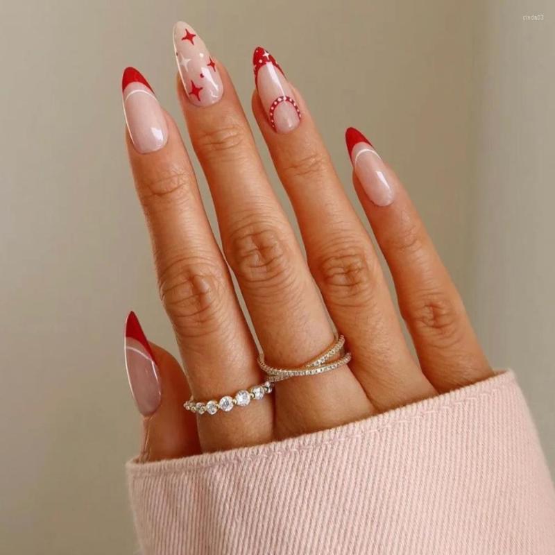 False Nails 24Pcs Glossy Almond Red Edge French Fake For Women And Girls Easy Tear Not Fall Artificial, Jelly glue model
False Nails 24Pcs Glossy Almond Red Edge French Fake For Women And Girls Easy Tear Not Fall Artificial, Jelly glue model