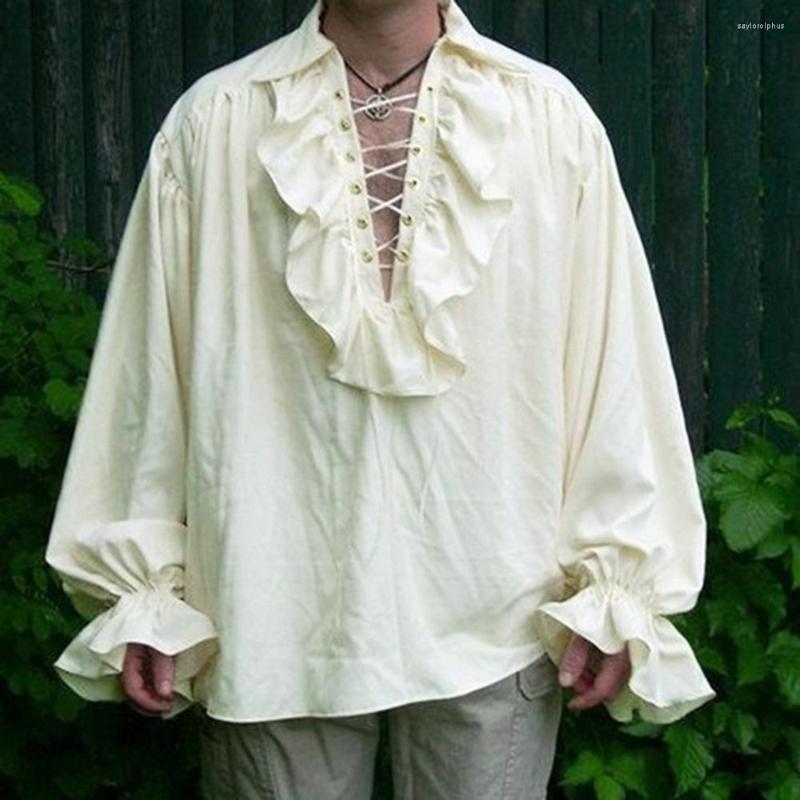 Men' Casual Shirts Mens Renaissance Costume Ruffled Long Sleeve Lace Up Medieval Steampunk Pirate Shirt Cosplay Prince Drama Stage Tops, Beige
Men' Casual Shirts Mens Renaissance Costume Ruffled Long Sleeve Lace Up Medieval Steampunk Pirate Shirt Cosplay Prince Drama Stage Tops, Beige