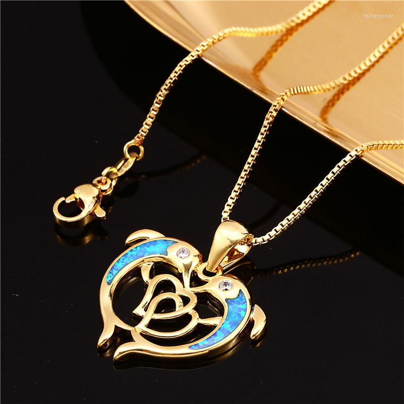 Pendant Necklaces Ocean Animal Dolphin Necklace White Blue Opal Double Heart Trendy Gold Silver Color Wedding For Women
Pendant Necklaces Ocean Animal Dolphin Necklace White Blue Opal Double Heart Trendy Gold Silver Color Wedding For Women