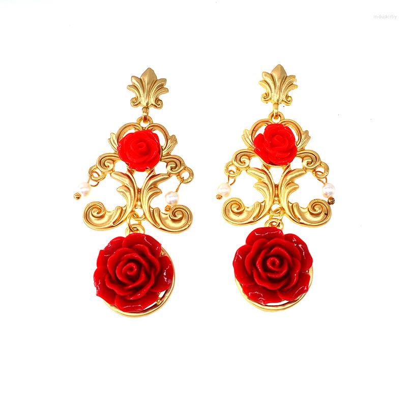 Dangle Earrings Baroque Vintage Style Brand Jewelry Big Pearl Red Crystal Golden Drop Women Accessories
Dangle Earrings Baroque Vintage Style Brand Jewelry Big Pearl Red Crystal Golden Drop Women Accessories