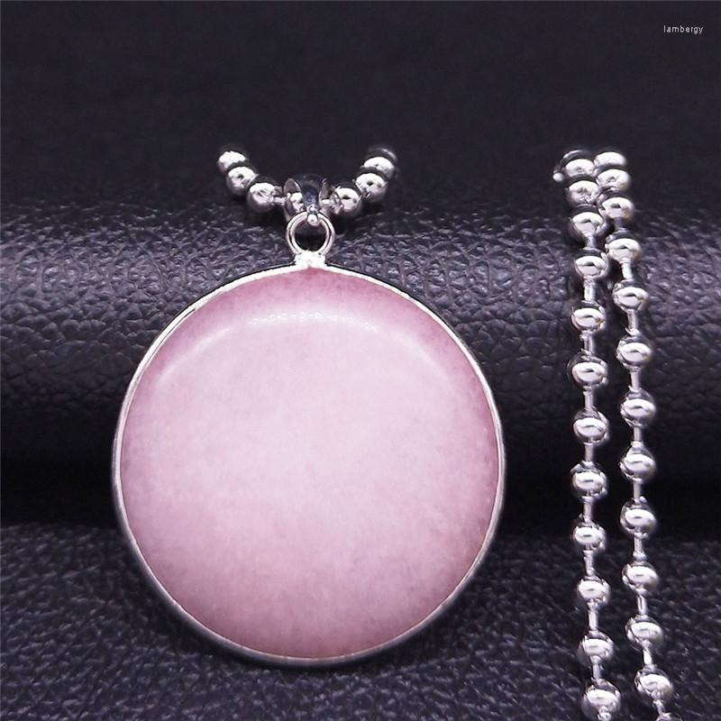 Pendant Necklaces Round Stainless Steel Natural Stone Women Pink Silver Color Big Long Necklace Jewelry Acier Inoxydable Bijoux N4502S04
Pendant Necklaces Round Stainless Steel Natural Stone Women Pink Silver Color Big Long Necklace Jewelry Acier Inoxydable Bijoux N4502S04