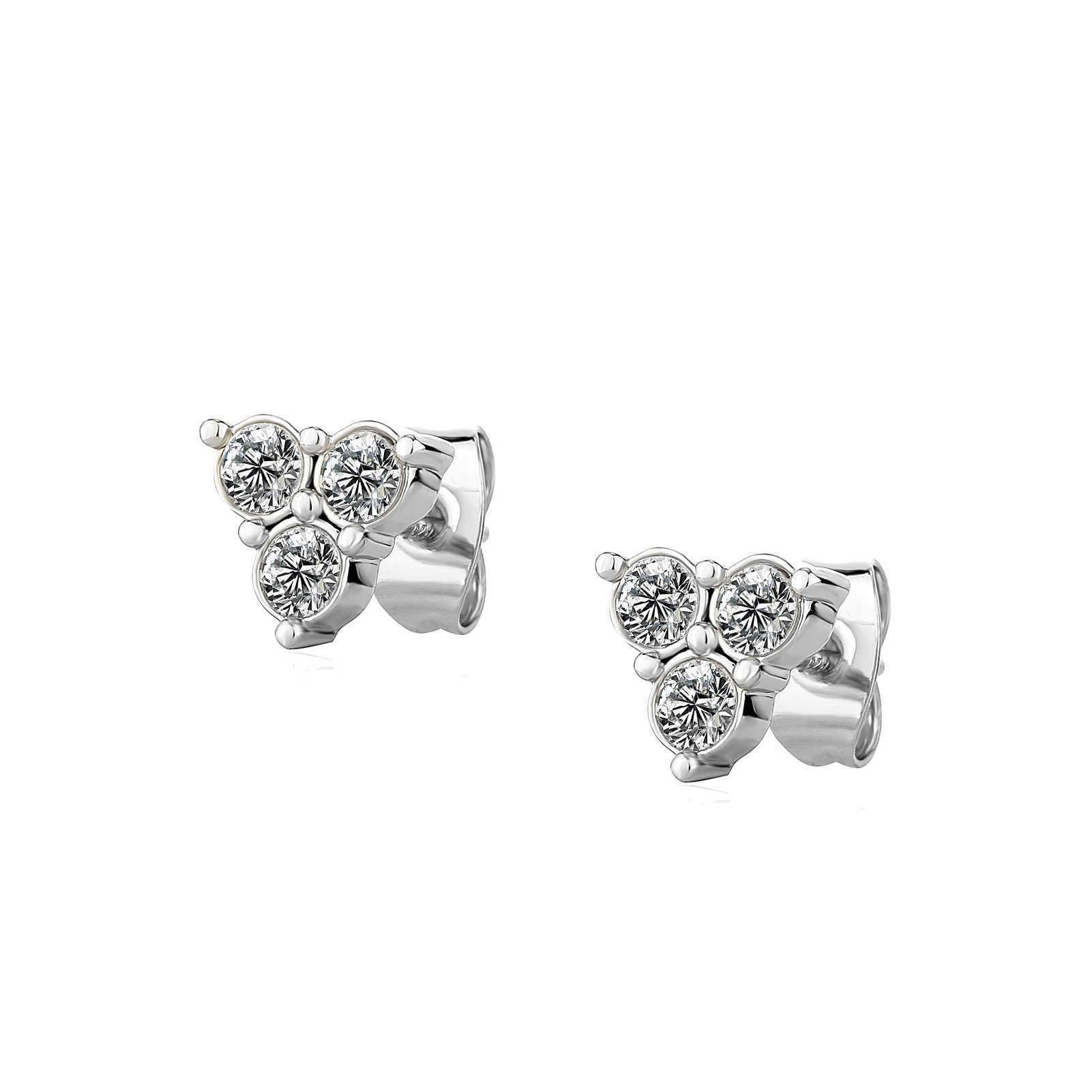 Exquisite Ins 925 Silver Needle Love Heart Earrings stud iced out cubic zirconia studs earring Small Triangle Design Jewelry Bridal Cross Ear ring For