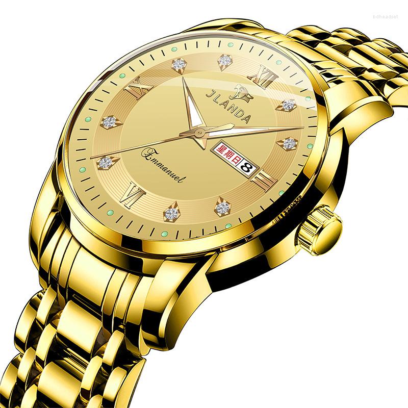 Wristwatches Genuine Quartz Watch High Grade Business Diamond Inlaid Luminous Calendar Steel Waterproof For Men 2023, Sa
Wristwatches Genuine Quartz Watch High Grade Business Diamond Inlaid Luminous Calendar Steel Waterproof For Men 2023, Sa