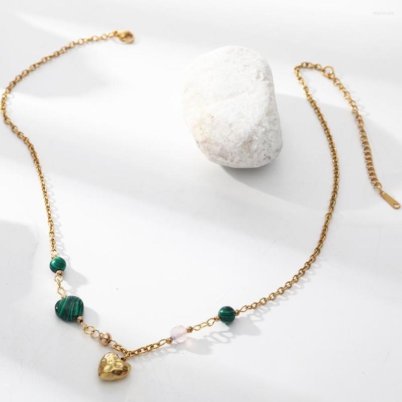 Chains Stainless Steel 18k Gold Plated Heart Necklace Retro Ladies Natural Stone Beads Neck Jewelry Party Gifts Wholesale
Chains Stainless Steel 18k Gold Plated Heart Necklace Retro Ladies Natural Stone Beads Neck Jewelry Party Gifts Wholesale