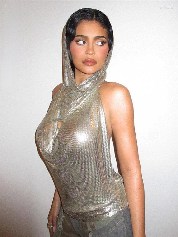 Women' Tanks Sexy Open Back Halter Sleeveless Silver Hooded Tops 2 Piece Sets Women 2023 Fashion Vintage 90s Style Clubbing Party
Women' Tanks Sexy Open Back Halter Sleeveless Silver Hooded Tops 2 Piece Sets Women 2023 Fashion Vintage 90s Style Clubbing Party