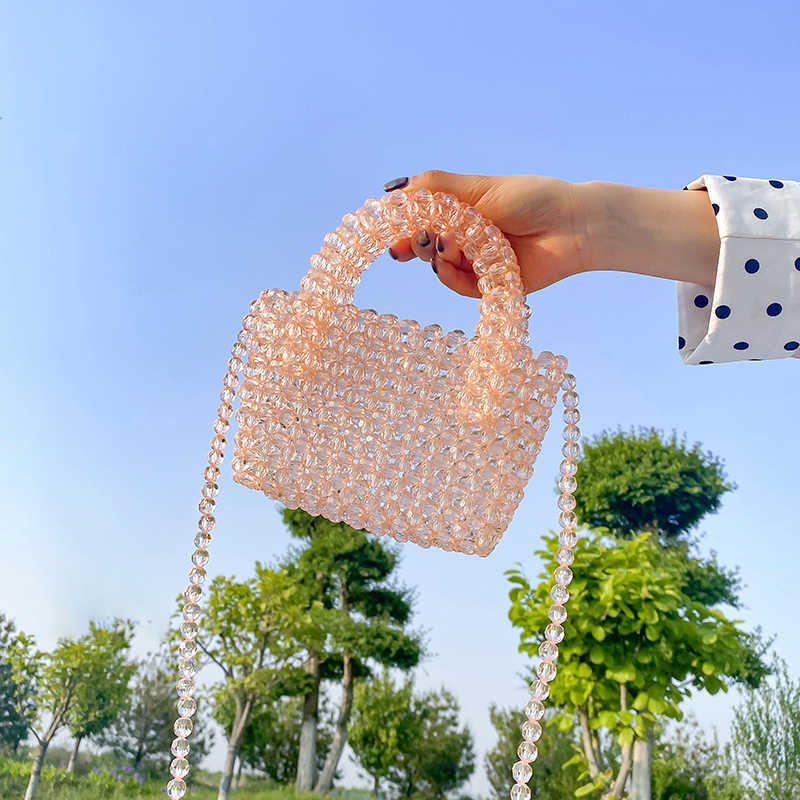 Shoulder Bags Clear Colored Crystal Beaded Bag New Handmade Beads Small Clutch Handbag Girls Transparent Beach Bag Holiday 230509, Purpel
Shoulder Bags Clear Colored Crystal Beaded Bag New Handmade Beads Small Clutch Handbag Girls Transparent Beach Bag Holiday 230509, Purpel