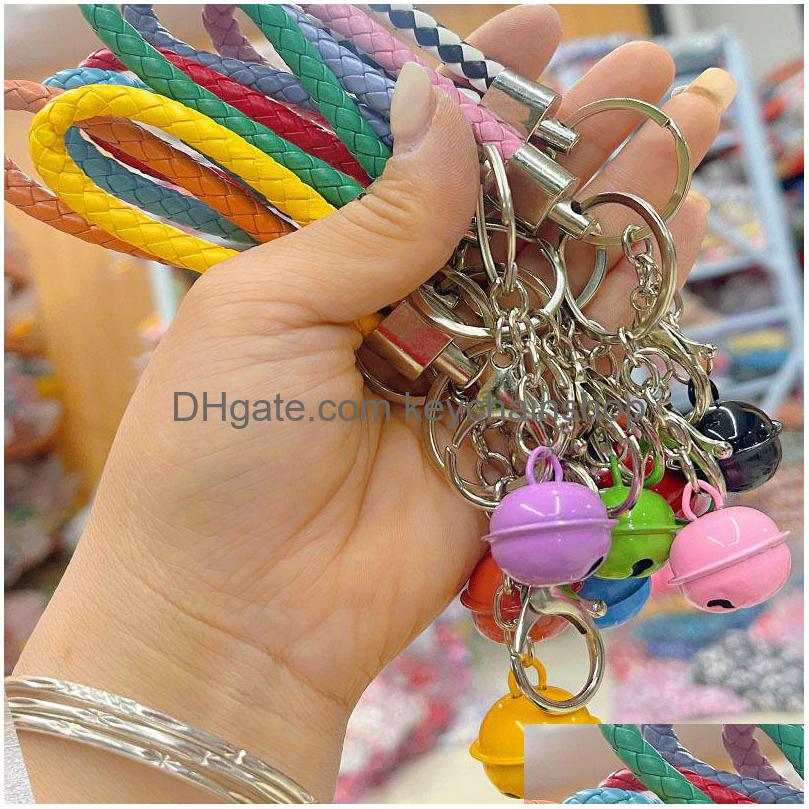 Key Rings Creative Bell Chain Braided Rope Keychain Pendant Metal Ring Small Gift Drop Delivery Jewelry Dhwtq
