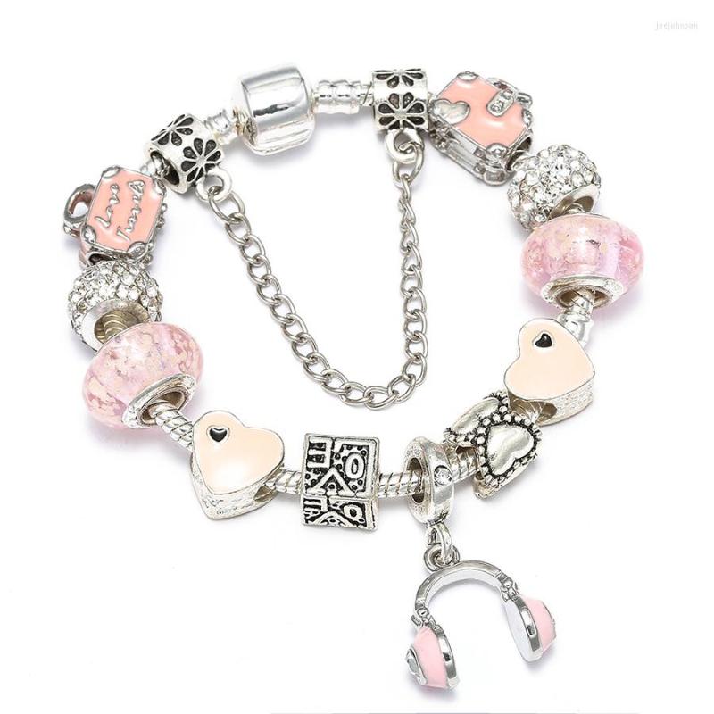 Charm Bracelets SEIALOY Pink Headphones For Women Girl Original Crystal Travel Bag Heart Beaded Bracelet Bangle Jewelry
Charm Bracelets SEIALOY Pink Headphones For Women Girl Original Crystal Travel Bag Heart Beaded Bracelet Bangle Jewelry