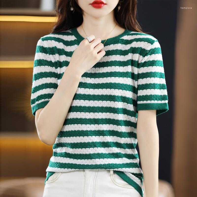 Women' T Shirts Women' T-shirt Summer Worsted Wool Sweater Knitted Short Sleeve Casual Loose Blouse Round Neck Stripe Pullove, Black
Women' T Shirts Women' T-shirt Summer Worsted Wool Sweater Knitted Short Sleeve Casual Loose Blouse Round Neck Stripe Pullove, Black