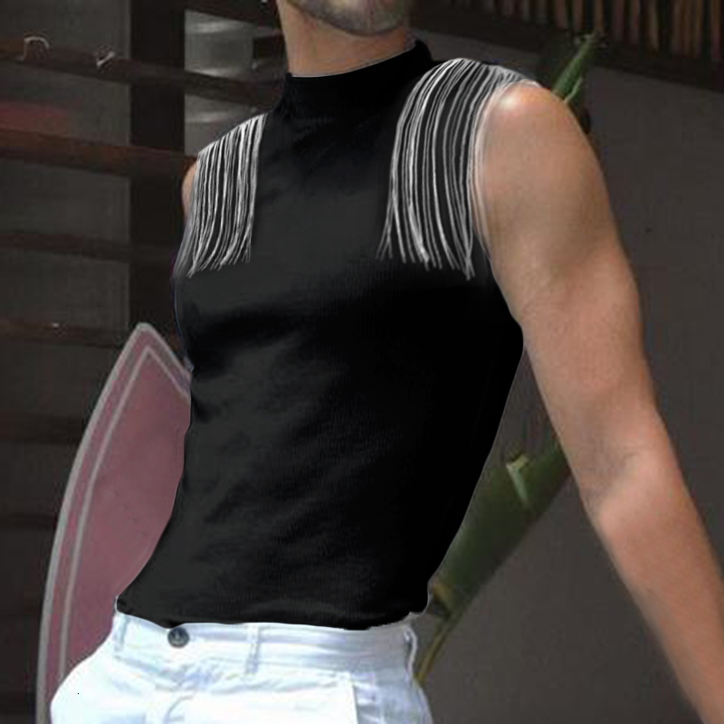 Men's Tank Tops Fashion Men's Tank Tops Turtleneck Sleeveless Streetwear Casual Vests Solid Color Party Nightclub Skinny Tops INCERUN S5XL 2
