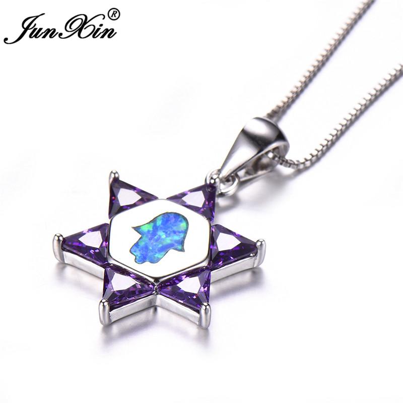 Pendant Necklaces Cute Female White Blue Fire Opal Necklace Big Silver Color Star Wedding For Women Year Gifts
Pendant Necklaces Cute Female White Blue Fire Opal Necklace Big Silver Color Star Wedding For Women Year Gifts