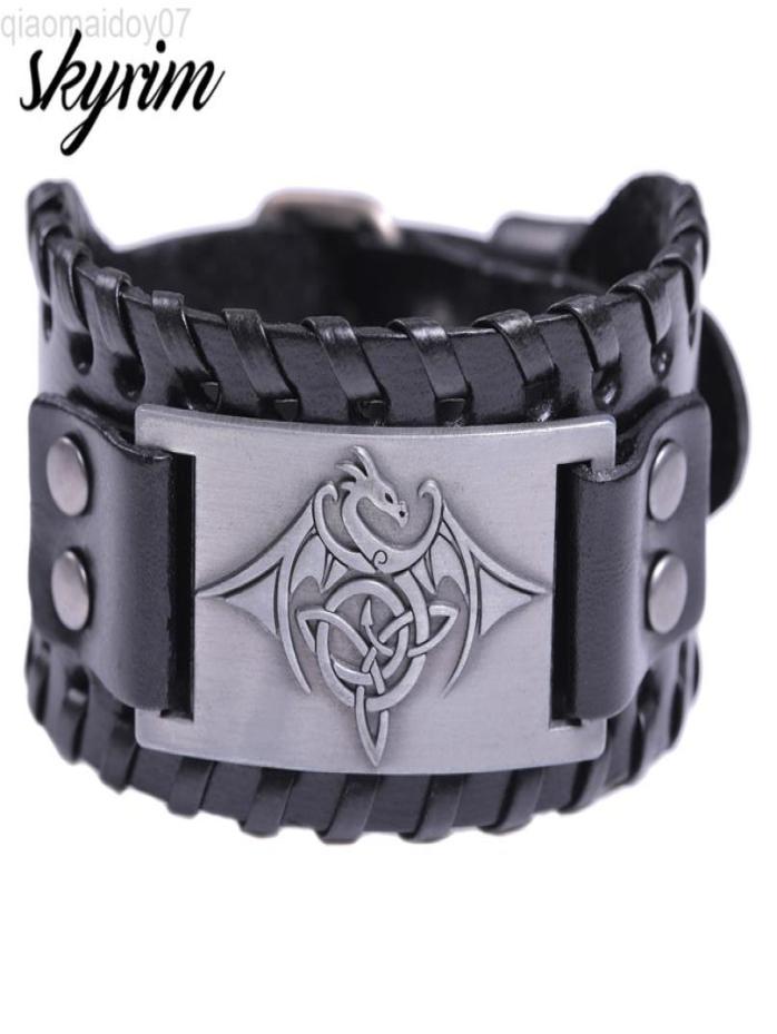 Skyrim Viking Dragon Amulet Metal Crafts Vintage Bracelets Men Wristbands Nordic National Totem Leather Band L2208121831440
Skyrim Viking Dragon Amulet Metal Crafts Vintage Bracelets Men Wristbands Nordic National Totem Leather Band L2208121831440